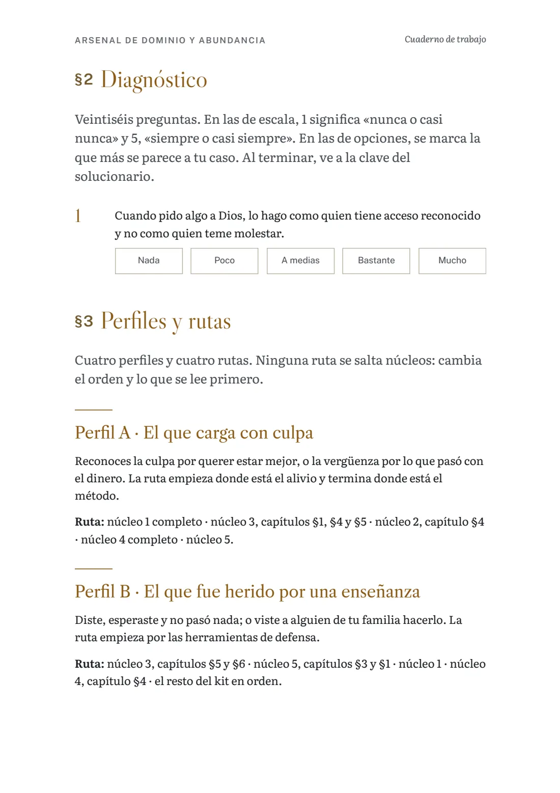Página del cuaderno con el diagnóstico inicial